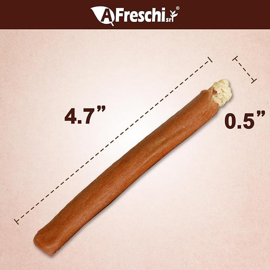 A Freschi srl Chicken Dog Treats, All Natural, Healthy & Easily Digestible, Low-Fat Puppy Chews, Human Grade Training & Rewards Dog Snacks, Rice Sticks, 24 oz Pack