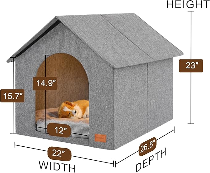 Indoor Dog House with Washable Plush Cushion,Large Size for Medium Dogs & Large Cats