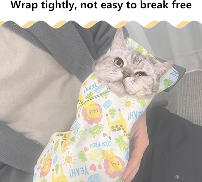 Cat Grooming Wrap Adherent - Adhesive Anti-Bite Fabric Swaddle Cat Wrap, Adhesive Wrap for Grooming Cats, Screen Cleaning Cloth Cat Claw Care Adherent Restraint Wrap for Pet Shelter, Home