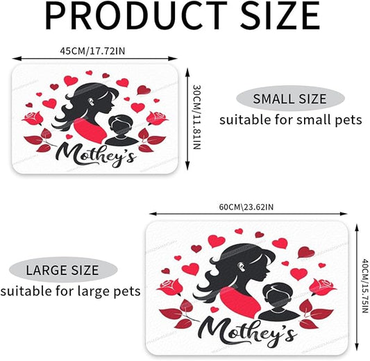 Dog Food Mat Dog Mat for Food and Water 24x16In Happy Mother's Day Floral Gift for Mom Im No Stains Cat Pet Feeding Mats Water Bowl Messy Drinkers