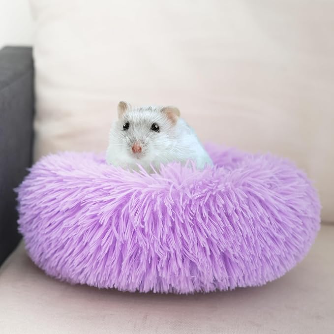 Chinchilla Bed Purple for Cage Fluffy Round Beds for Small Animals Washable Anti Slip 11.8 inch
