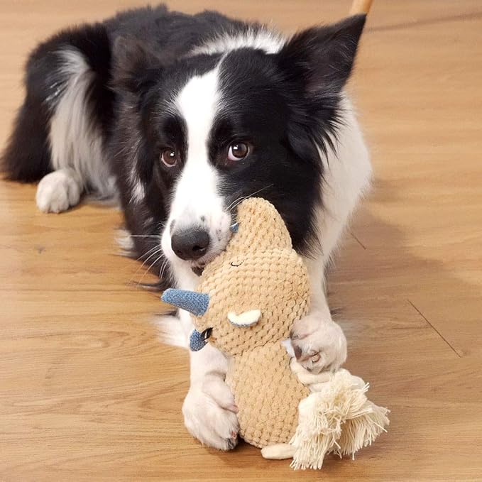 Large Dog Toys, Cute Squeaky Dog Toy, Stuffed Animal Plush Toys for Puppies, Durable Dog Chew Toy for Small,Middle,Large Breed (Brown(Uni-Hippo))