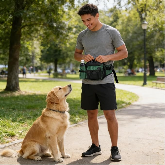 Dog Treat Pouch with Water Bottle Bag, Treat Pouches for Pet Training, Large Dog Training Treat Pouch Built-in Poop Bag Dispenser Suitable for Climbing Hiking Dog Walking