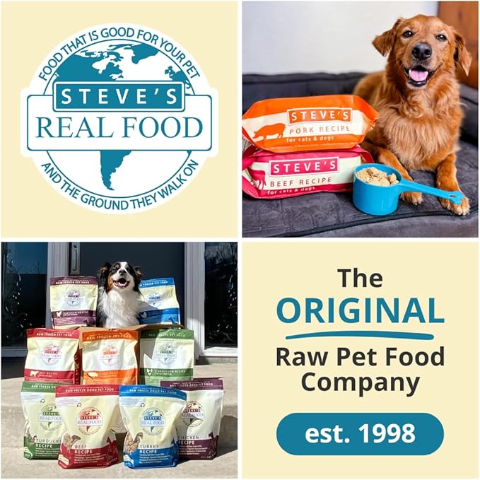 Steve's Real Food Freeze-Dried Raw Nuggets 2-Pack - Beef Recipe - Raw Pet Food for Dogs and Cats - 20 oz in Each Bag