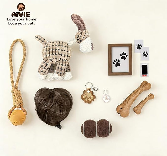 AiVIE Puppy Starter 10-Piece Set | Dog Gift Basket, Pet Gift Box & Interactive Toy Pack,Perfect for New Puppy Welcomes,Birthdays & Christmas,Memorial Day—Pet Gifts for Doggie Lovers