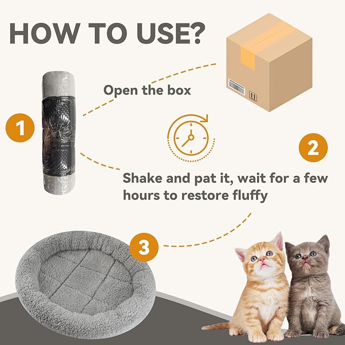 PETLESO Small Cat Bed Mat with Surrounding Pillow, 11.81" Round Pet Cushion for Cats Puppy Rabbits Curling Sleep, Indoor Furniture/Carrier/Crate Pet Self Warming Pad, Washable, Small