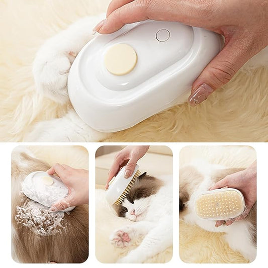 Pet Steamy Brush, Type C Rechargeable Pet Grooming Comb, Electric Massage Cat Dog Hair Care Tool, Portable Pets Cleaning Brush Accessory, for Small Medium Large Kitten Puppy Home Use