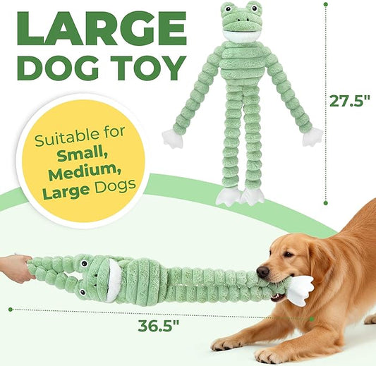 Prime Pets Squeaky Dog Toys for Large Dogs, 27β Plush Frog Dog Toy with Crinkle Paper for Small Medium Large Dogs, Stuffed Puppy Chew Toys to Keep Them Busy