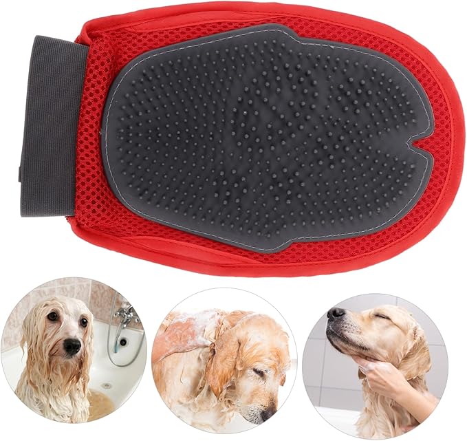 KESYOO Double Sided Pet Massage Glove Brush Gentle Grooming Tool for Efficient Pet Shower De Shedding Comfortable Padding Breathable Mesh for Easy Use
