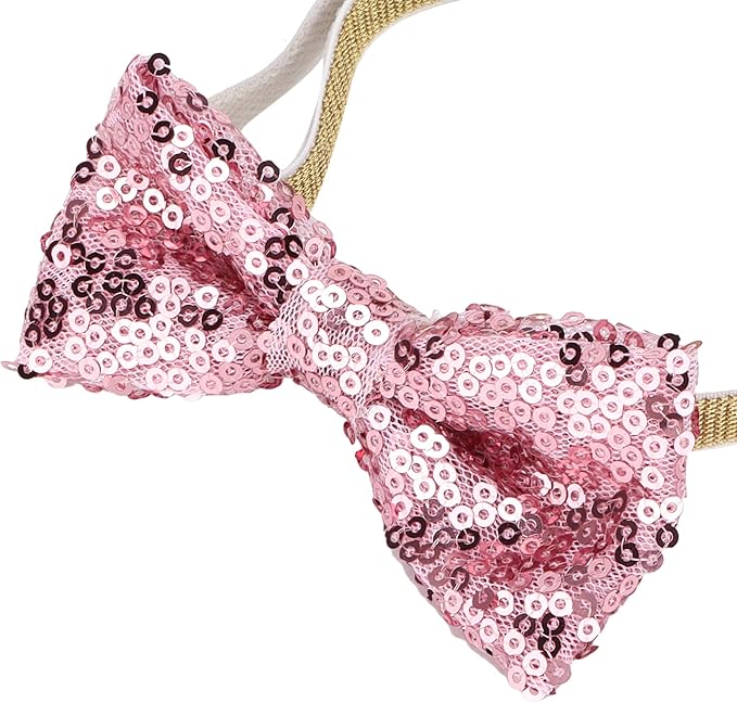 Dog Birthday Hat and Bow Tie Set, Adjustable Soft Pet Party Supplies, Cute Birthday Decorations with Banner for Small Medium Dogs, Washable Polyester Cotton Fabric (Pink)
