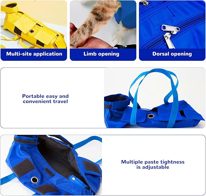 Cat Bathing Bag, Scratch-Resistant Nylon Cat Grooming Bag with Zipper & Paste Tape, Adjustable Multifunctional Cat Restraint Bag for Bathing Washing Nail Cutting, L, Cat Bathing Bag