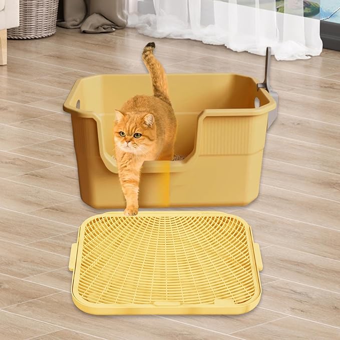 HouseVibe Cat Litter Ramp Trapper Mat Washable Double Layered Trapping Mat with Non-Slip Surface Step for Indoor Cats Balcony Living Room- Small