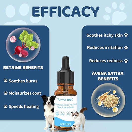 2Pcs Waterless No-Rinse Pet Shampoo Essence for Dogs & Cats, Concentrated Deodorizing Formula Neutralizes Odors & Hydrates Coat with Pomegranate Scent, for Steam Brush,0.34 oz*2