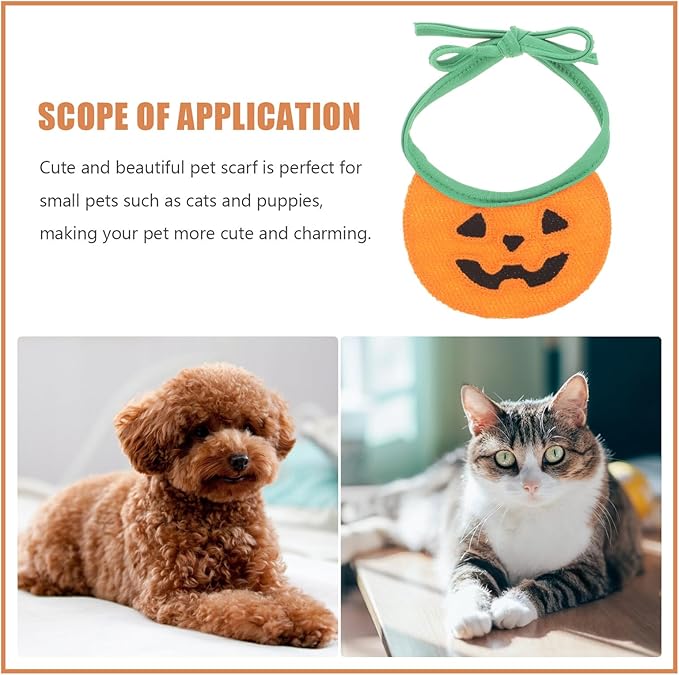DOITOOL Halloween Pumpkin Dog Bandana Tie-on Pet Bandana Bib for Dogs Under 15 Lbs Comfortable Cotton Material for Halloween Party and Holiday Pet Supplies