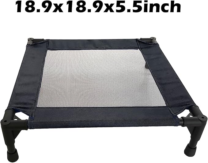 Pozico Elevated Pet Bed with Breathable Mesh for Small Cat and Dog, Raised Cooling Pet Cot for Puppy and Kitty, 18.9x18.9 inch (Black Bed)