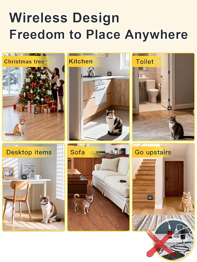 FLYSPEAR Extra Receiver Collar for Indoor Wireless Cat Barrier, Receiver Collar Only,Black