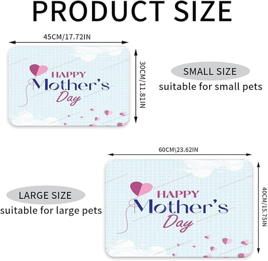 Dog Food Mat for Floors Absorbent Quick Drying Happy Mother's Day Floral Gift for Mom Hd Pet Cat Food Mat Easy-to-Clean Pet Feeding Mats Dog Bowl Mats 18X12In
