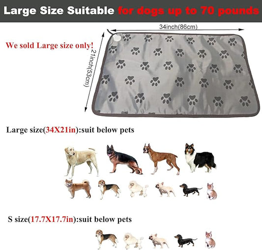 Waterproof Pet Heating Pat for Dogs & Cats - Chew-Resistant Cord, Temperature Adjustable,Power-Off Protection - Fits Whelping Box, Dog House (34"x21")