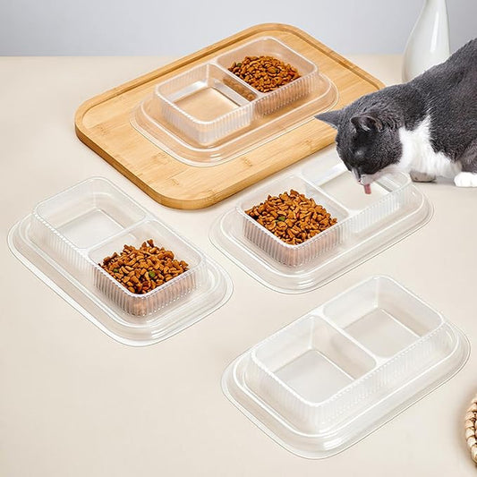 50PCS Disposable Pet Bowls β Anti-Ant Cat and Dog Food Bowls, Large Cat Wet Dishes, Plastic Double Dish for Water, No Spill, Non-Tip, Non-Slip, Ideal for Outdoor Pets, Small and Medium Dogs
