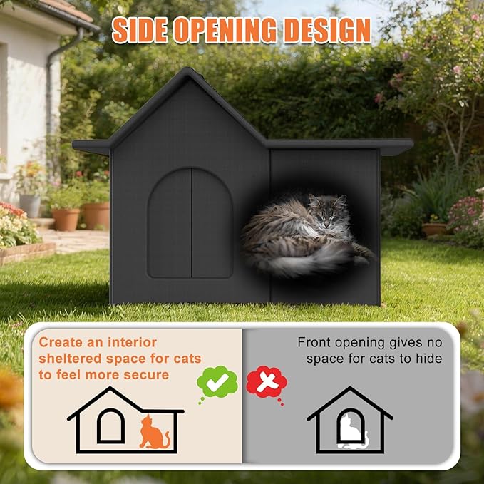 Outdoor Cat House, Weatherproof Pet Shelter for Cats, Durable Cat Bed for Outdoor Indoor, Easy Assembly