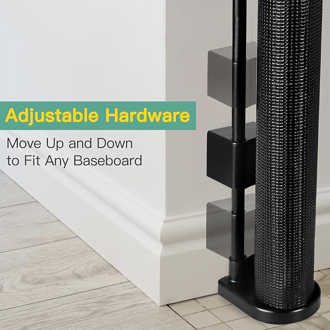 Reinforced 60" Wide Retractable Baby Gates with Upgraded Rods - Bottom Anti-Escape, 5 ft Mesh Baby Gate Retractable Dog Gate Indoor Pet Gate Retractable Stair Gate Outdoor Retractable Gate, Black