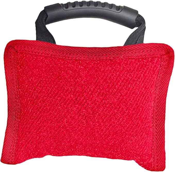 Baoblaze Dog Bite Pillow Tough Tug Toy Practical Portable Outdoor Pet Supplies for Small and Medium Sized Dogs Biting Pad with Handle, Red