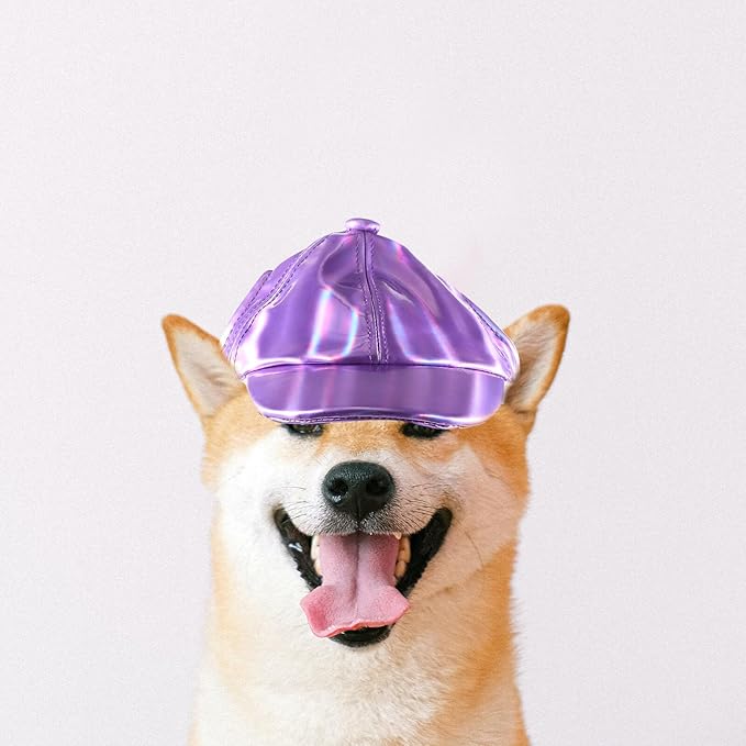 Happyyami Decorative Puppy Baseball Hat Wear-Resistant Dog Accessory Purple M for Small Dogs Outdoor Pet Supplies