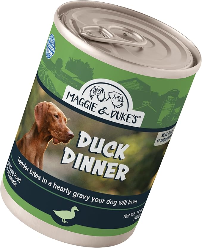 CountryMax Maggie & Duke's Tender Bites in Gravy Canned Dog Food, 14 oz Cans – Premium Wet Food for Dogs, High Protein, Grain-Free, Natural Ingredients (12 Pack, Duck Dinner)