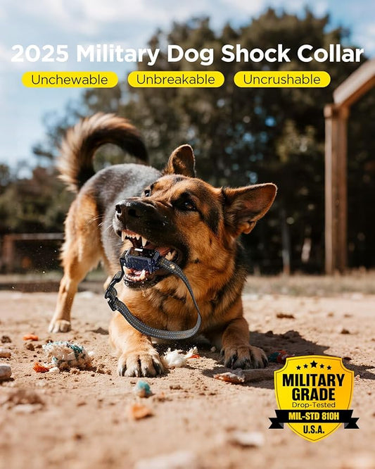 BLACKDOG Military Dog Shock Collar - 4200ft Dog Training Collar with Remote, 4 Training Modes, Flashlight & Strobe, 3-Month Battery, IP67 Waterproof Dog E Collar for All Breeds 5-150lbs (Dark Blue)