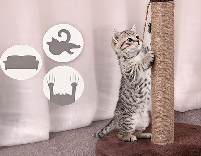 M8 Cat Scratching Post Replacement,15.7Inch Sisal Pole Cat Tree Replacement Post with Screws,DIY Scratcher,Pad, Crafts Gardening Hammock Home Decorating (Brown, M8*2poles*40cm/15.7inch)