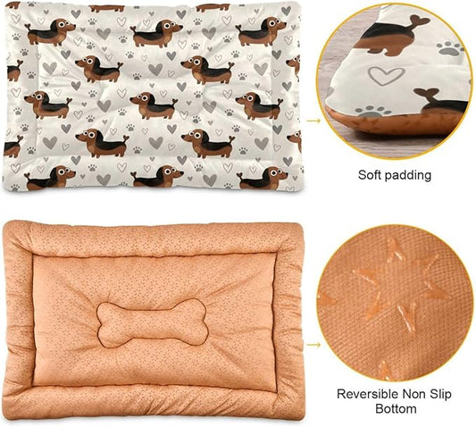 Dog Bed for Crate Washable Pet Sleep Pad, Dachshund Kennel Mat with Non-Slip Bottom, Soft Fluffy Supplies Pet for Dogs and Cats (24x18 inch)