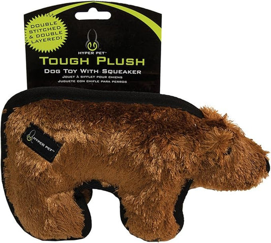 Hyper Pet Tough Plush Brown Bear Durable Dog Toy with Squeaker