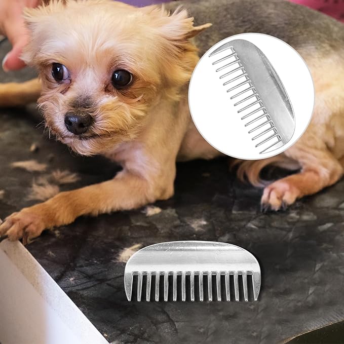 Metal Dog and Cat Grooming Comb Aluminum Wide Tooth Detangler Portable Shedding Tool for Undercoat Hair Removal Silver