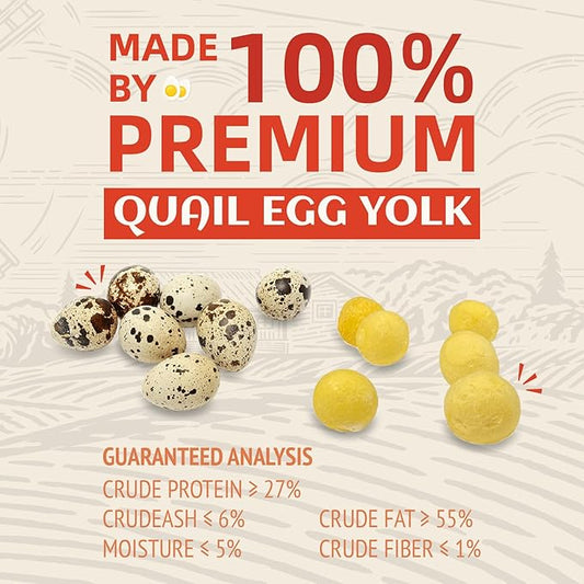 Freeze Dried Quail Egg Yolk Dog Cat Treats 3 oz - Single Ingredient, Grain Free, Gluten Free & Rawhide Free,Healthy Tasty Snacks for Training Rewards