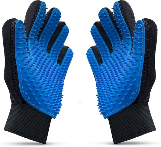 Pet Grooming Glove for Dogs & Cats, Enhanced Deshedding Brush Glove with 260 Silicone Tips, Gentle Hair Remover for Long Short Curly Fur, Left Hand