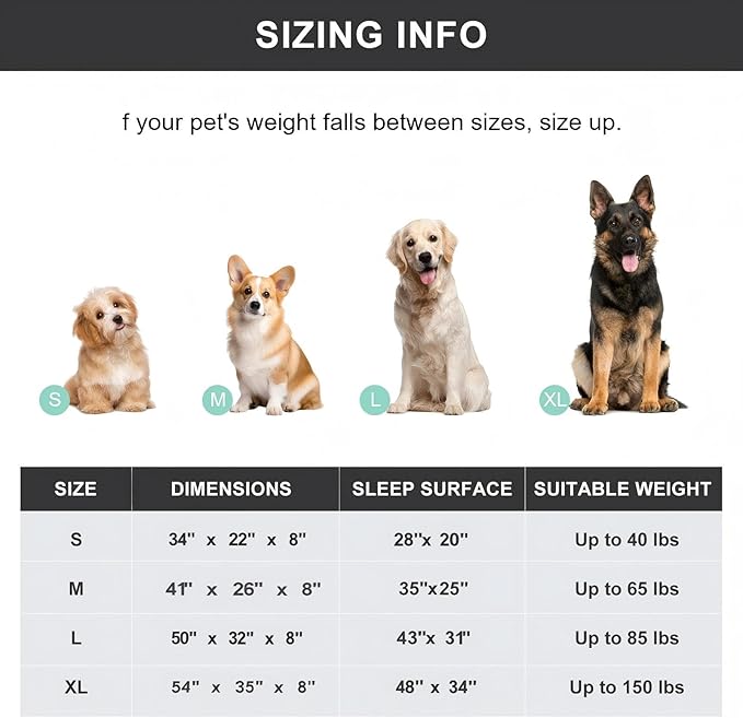 Cooling Elevated Dog Bed with Non-Slip Floor Protectors & Breathable Mesh, Raised Indoor & Outdoor Dog Cot Hammock, 41" L x 26" W x 8" Th, Medium, Grey