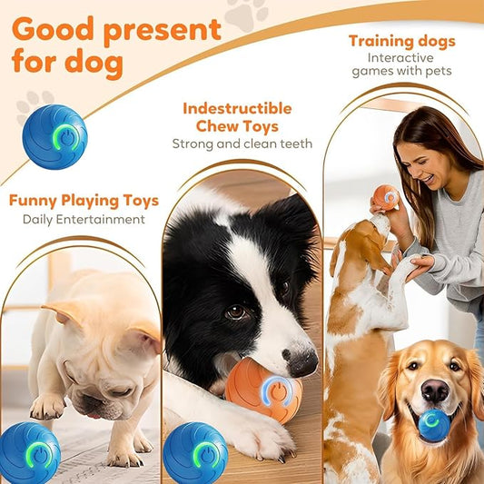Smart Jumping Ball for Dogs & Cats Duraspin Dog Bouncing Ball Random Path Electric Automatic Moving and Rolling Pets Toy Interactive Jumping Vibrating Bouncing Balls for Puppy Toys(1Pack,Blue)