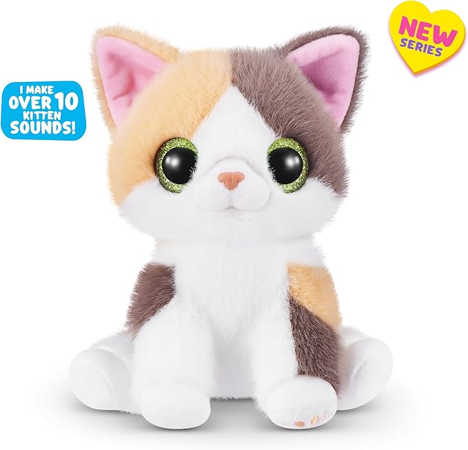 Pets Alive Smitten Kittens Series 2 (Calico Cat) by ZURU – Interactive Plush Cat Toy with 10 Sounds, Surprise Unboxing, Soft Collectible Pet for Ages 3+