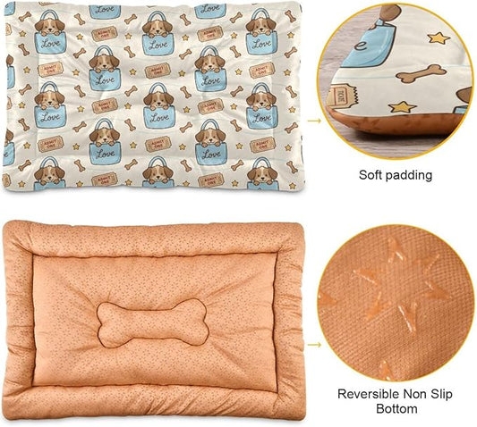 Dog Bed for Crate Washable Pet Sleep Pad, Dogs Kennel Mat with Non-Slip Bottom, Soft Fluffy Supplies Pet for Dogs and Cats (24x18 inch)
