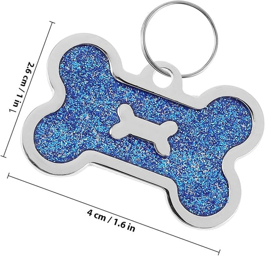 8pcs Dog Bone Pet Id Tags Zinc Alloy Anti-Lost Name Tags Blue 40x25mm for Dog Collar Accessories Puppy Cat Supplies
