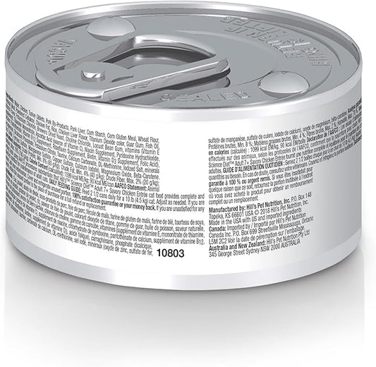 Hill's Science Diet Adult 7+,Senior Adult 7+ Premium Nutrition,Wet Cat Food,Chicken Minced,2.9 oz Can,(Pack of 48)