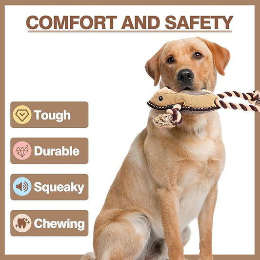Tough Durable Squeaky Dog Toys for chewers Interactive to Keep Them Busy, Funny Tug of War Dogs Toy for Small Medium Large Cute Birthday Gift (New Frog)