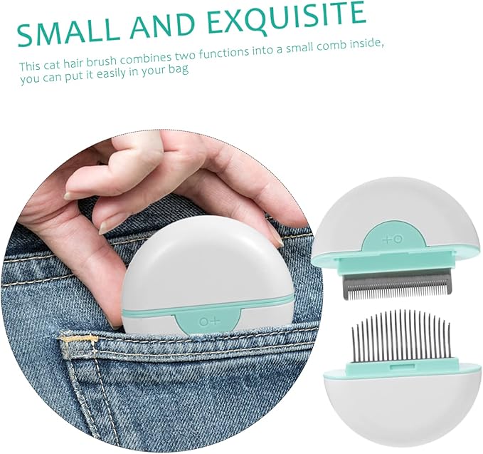 Totority Cat Hair Comb Shedding Brush with Comfortable Non Slip Handle Portable Lightweight Pet Grooming Tool for Cats Mint Green