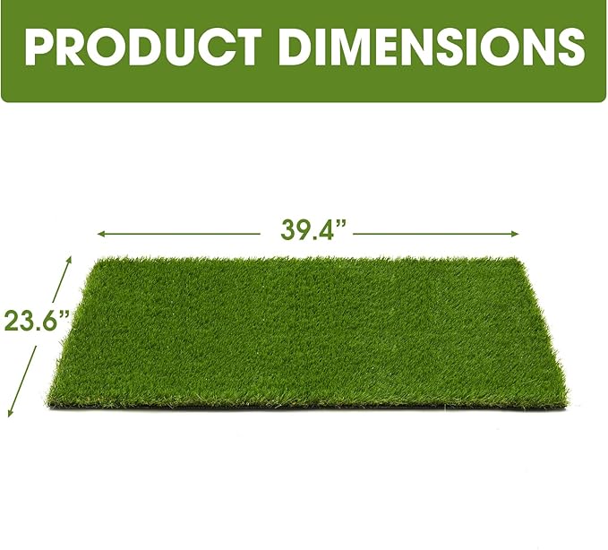 Artificial Grass Turf Grass for Dogs & Outdoor Use, Realistic Fake Lawn Grass for Patio, Garden, Balcony, Durable Turf for Indoor Outdoor Mats (39.4 x 23.6 in)