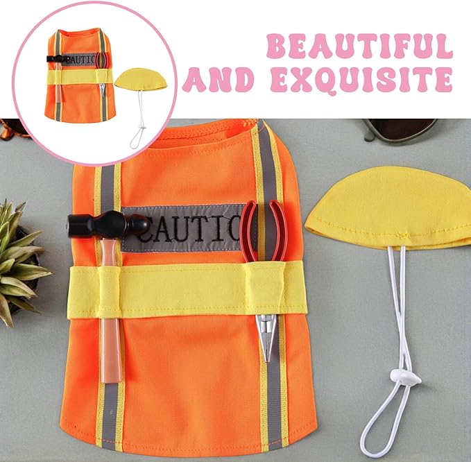 CRAFTHROU Engineer Appearance Dog Costume Wear-Resistant Adorable Puppy Clothes Orange M Size Pet Supply for Dogs Party and Holiday Dressing