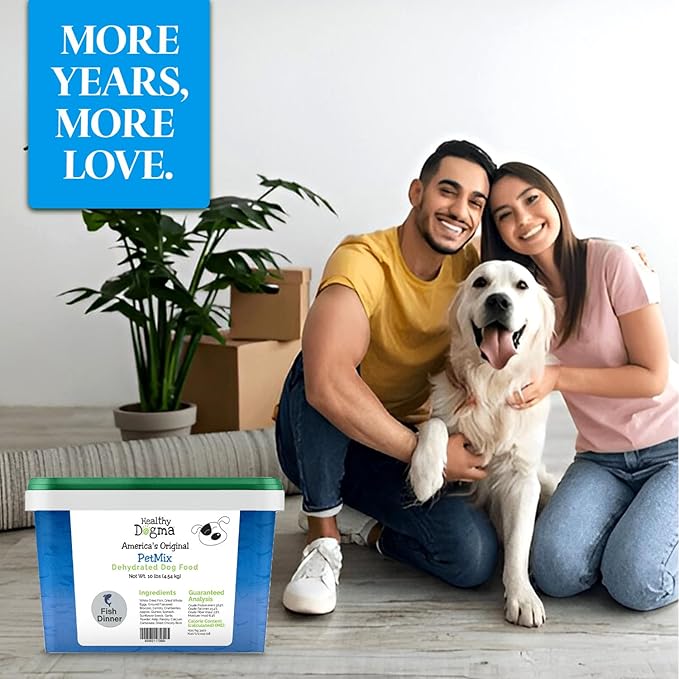 Healthy Dogma - PetMix Dehydrated Dog Food β Fish Dinner with Wild-Caught Alaskan Salmon & Whitefish β Clean Ingredient Dog Food β No Preservatives 10lbs (Bucket)