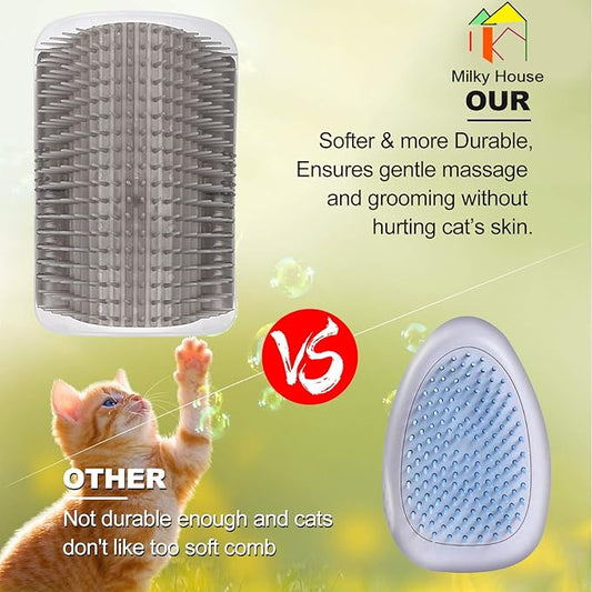 Cat Self Groomer Arch 4PCS Self Cleaning Slicker Brush Upgraded Cat Brushes Wall Corner for Shedding Grooming, Softer Massager Comb Interactive Toy for Short Long Haired Cats Fur Pets Dog Kitten Puppy