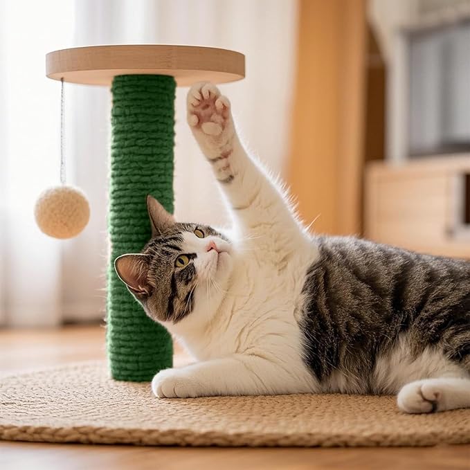 Sisal Rope for Cat Scratcher 1/4" 166 Ft Cat Tree Rope Twine for Repairing Cat Scratching Post Replacement DIY Hemp Rope for Carpet Mat, Pet Toy, and Crafts Gardening Home Decorating (Green)