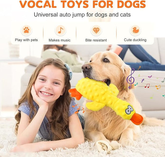 Dog Toys for Aggressive Chewers, 2026 Upgraded Duck Dog Toys Large Dogs Indestructible, Vocal Toys with Built-in Squeaker for Boredom Relief, Cute Yellow Duckling Plush for Playtime (Yellow)