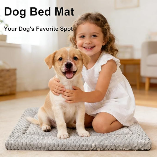 Dog Bed Mat, Reversible Dog Crate Pad - Comfortable Kennel Mat for Dogs & Cats, Machine Washable Dog Bed Suitable for Kennel, Cage or Home Travel(Light Brown, 24" L*18" W*1.5" Th
